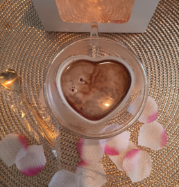 Hartvormig glas | hartvormig theelepel | Theezakje | Geschenktasje