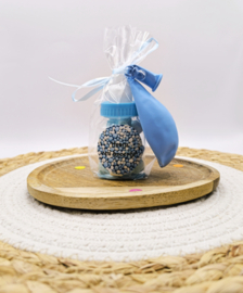 Babyfles | Blauw en witte spekjes | Hoera een broertje!