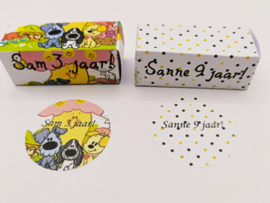 Traktatie |waterverftekening | inclusief naamsticker en doosje met naam| Diverse varianten