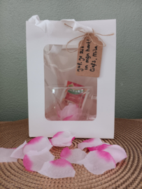 Hartvormig glas | hartvormig theelepel | Theezakje | Geschenktasje