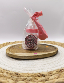 Babyfles | Roze en witte spekjes | Naamsticker