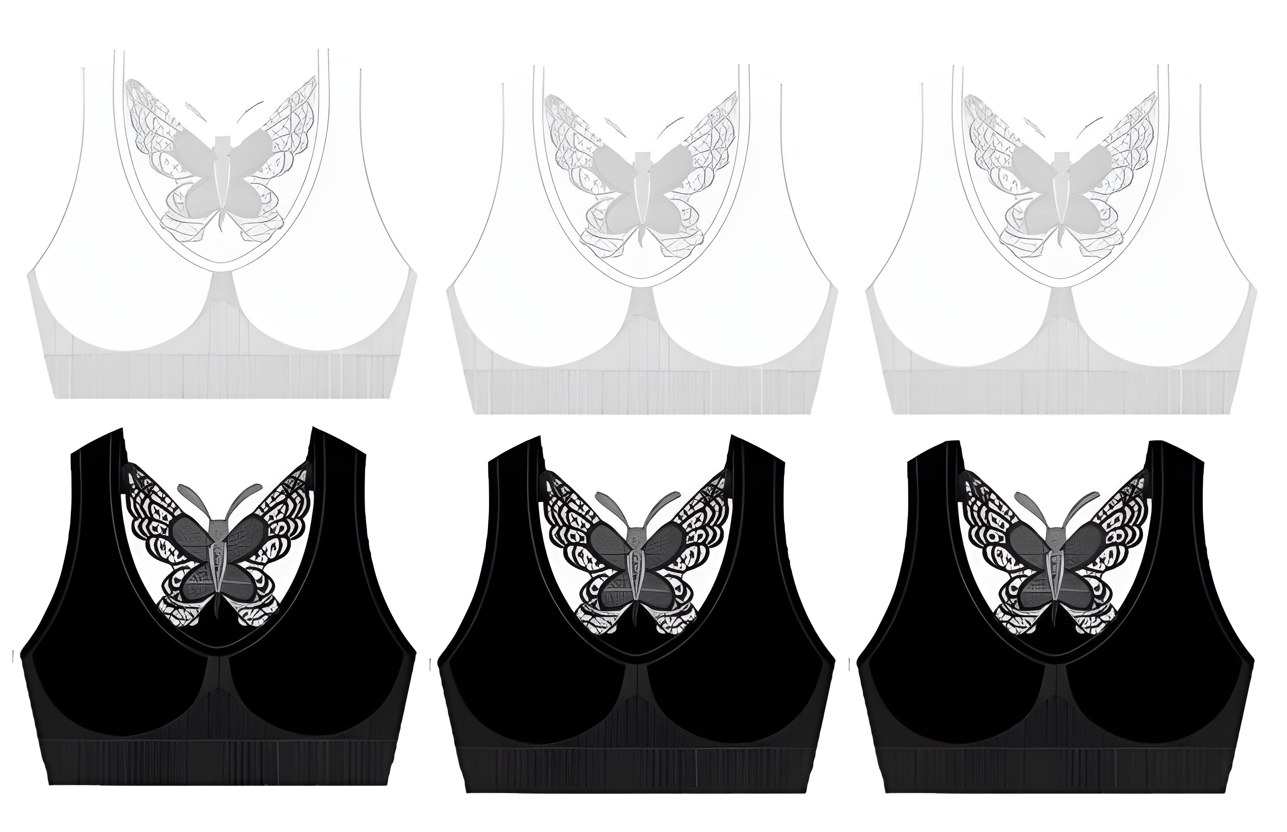 Sweet Angel Beha Vlinder M/L Zwart Wit