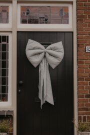 Grote linnen decoratie strik oud blauw