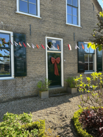 Grote linnen decoratie strik oranje