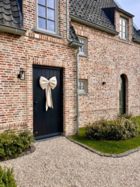 Grote linnen decoratie strik licht beige