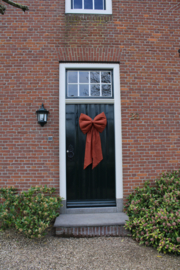 Grote linnen decoratie strik oranje