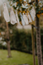 Grote linnen decoratie strik oud blauw