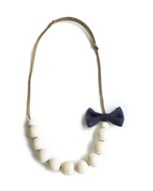 Houten kralen ketting, donker blauw