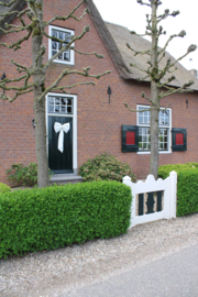 Grote linnen decoratie strik roomwit