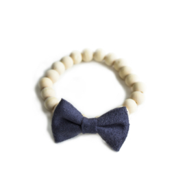 Houten kralen ketting, donker blauw