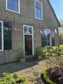 Grote linnen decoratie strik oranje