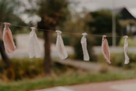 Grote linnen decoratie strik oud roze