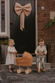 Grote linnen decoratie strik oud roze