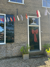 Grote linnen decoratie strik oranje