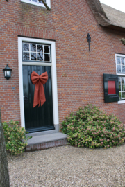 Grote linnen decoratie strik oranje