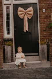Grote linnen decoratie strik oud roze