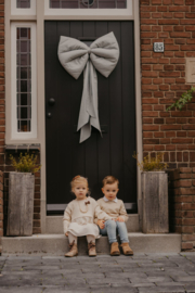 Grote linnen decoratie strik oud blauw