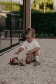 Houten transport wagen met 4 auto's