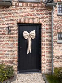 Grote linnen decoratie strik licht beige