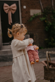 Grote linnen decoratie strik oud roze