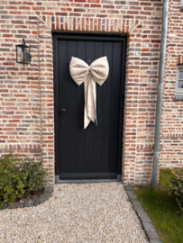 Grote linnen decoratie strik licht beige