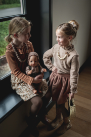 Houten kralen ketting, cognac
