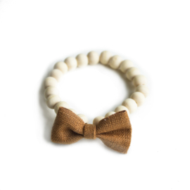 Houten kralen ketting, cognac