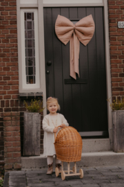 Grote linnen decoratie strik oud roze