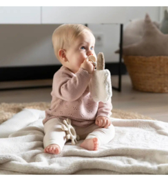 Baby broekje oud roze met roomwit gestreept