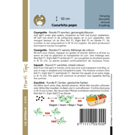 Courgette Ronde F1 soorten, gemengde kleuren