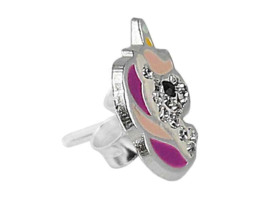 BB Klostermann - Oorsteker - Eenhoorn wit/paars/roze strass