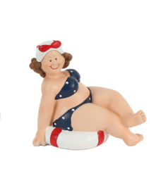 Gerkimex - Strandlady op Boei – Handgeschilderde Decoratie (Blauw/Witte Bikini)