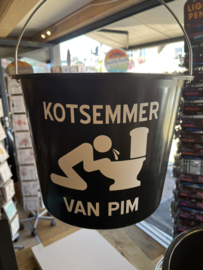 Kotsemmer  met naam - cadeau emmer