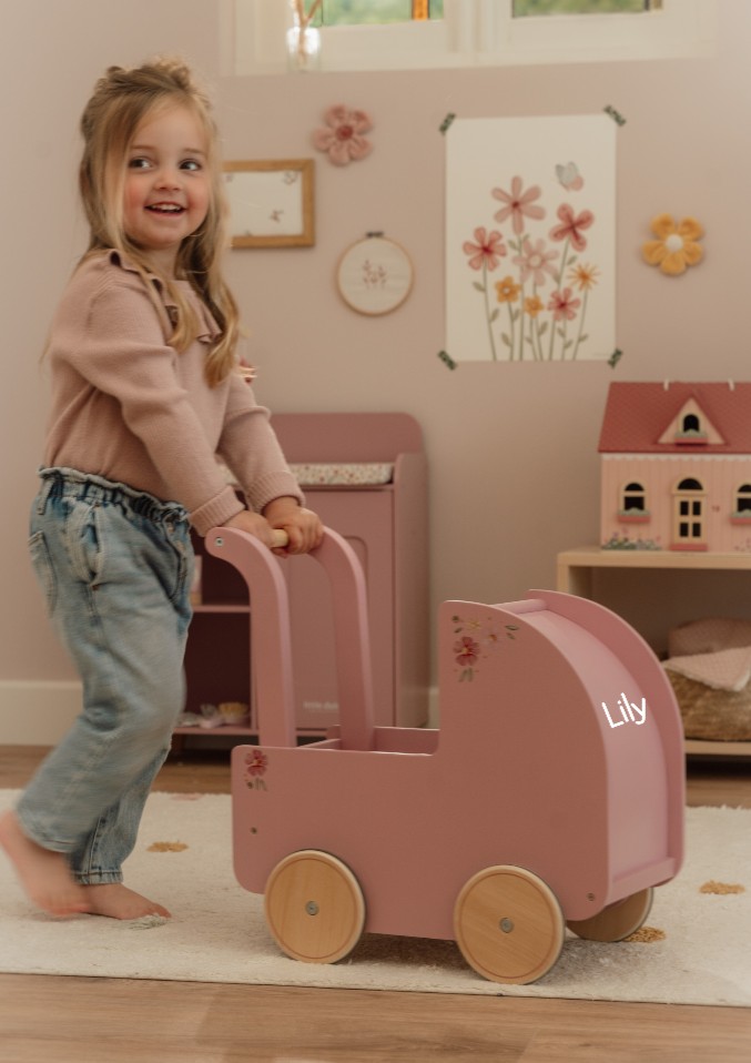 Little Dutch - Houten Poppenwagen - Met of zonder naam