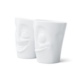 Fifty Eight products - Tassen servies - Lachend - Lekker - Mokkenset zonder oor - 350 ml