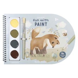 Little Dutch - Forrest Friends - Verfboek ( inclusief penseel en 4 kleuren verf)