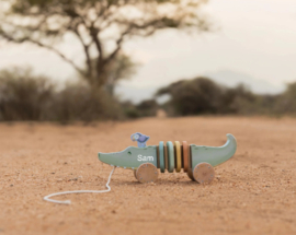 Little Dutch - Safari Friends - Houten Trekdier Krokodil - Met of zonder naam