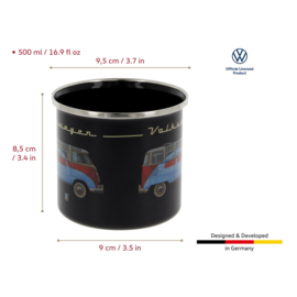 Brisa - Volkswagen VW T1 Bus/Kever - Emaille Mok - Zwart