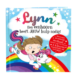 Lynn een eenhoorn heeft jouw hulp nodig! Gepersonaliseerd kinderboek met naam