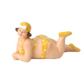 Gerkimex - Liggende Strandlady – Handgeschilderde Decoratie (Geel/Wit Bikini)