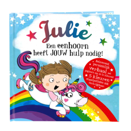 Julie een eenhoorn heeft jouw hulp nodig! Gepersonaliseerd kinderboek met naam