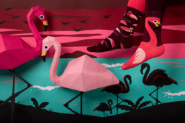 Many Mornings - Mismatched Sokken - Pink Flamingo - Flamingo