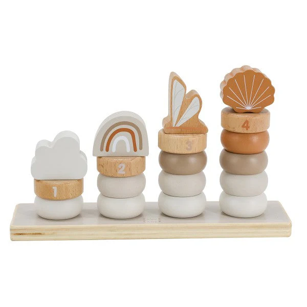 Label Label - Houten Stapelaar / Stapelringen - Nougat - Met of zonder naam
