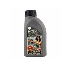 Chocansweets - Retro Industrial 3-in-1 Douchegel voor Mannen – Motorolie Fles (500 ml, Pin-up Brunette, Grijs)