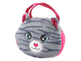 BB Klostermann - Cuties - Tas met knuffeltje - Handtas met Kat Grijs/Roze – Pluche Kindertas (2-delig)