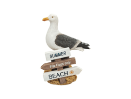 Gerkimex - Meeuw op Paal – BEACH Decoratie (10 cm, Summer / Flip Flops Only)