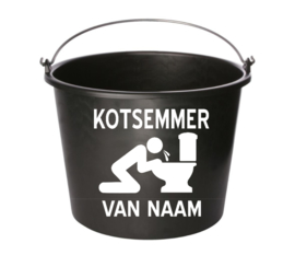 Kotsemmer  met naam - cadeau emmer