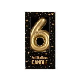 Folie ballon kaars 6 - goud - Paperdreams