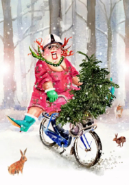 Ingrid Berendsen - IB 069 - Kerstboom halen op de solex