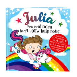 Julia een eenhoorn heeft jouw hulp nodig! Gepersonaliseerd kinderboek met naam